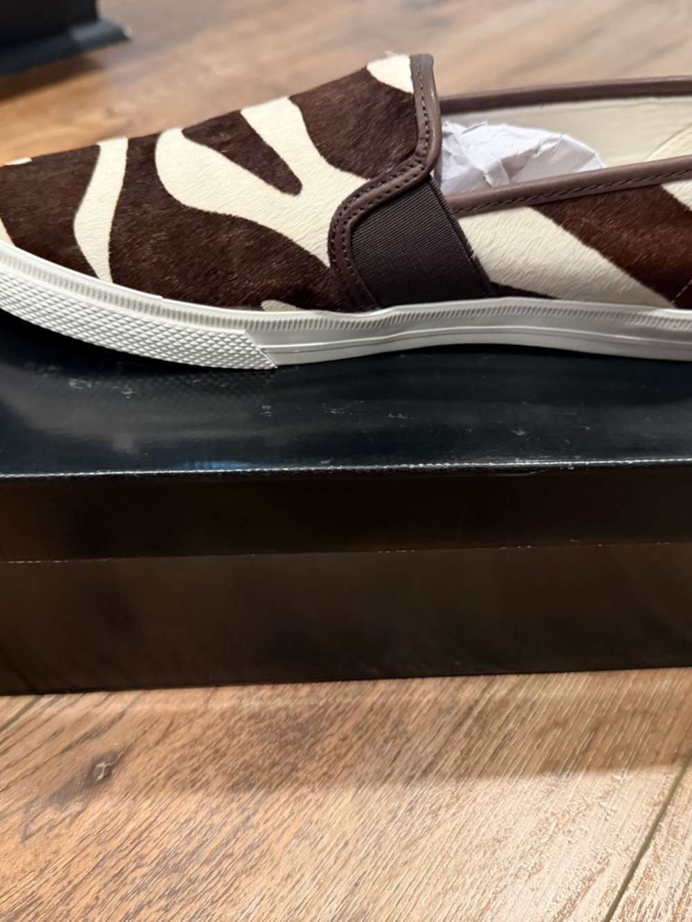 Women’s 8, Ralph Lauren Jinny Slip-On, Zebra Haircalf